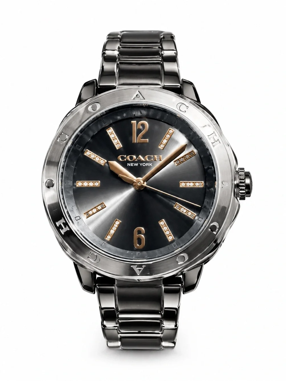 Coach Women’s Silver Bracelet Watch with Gray Dial and Gold Accents